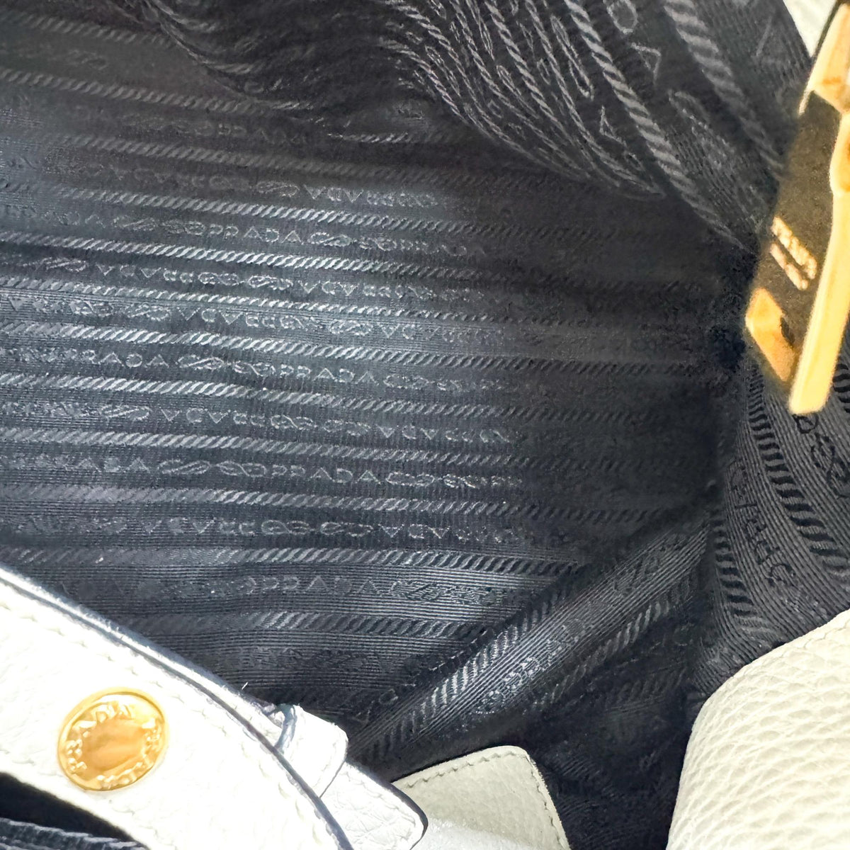 Prada Convertible Shopper Tote Vitello Daino, Gray, Leather, Tote Bag
