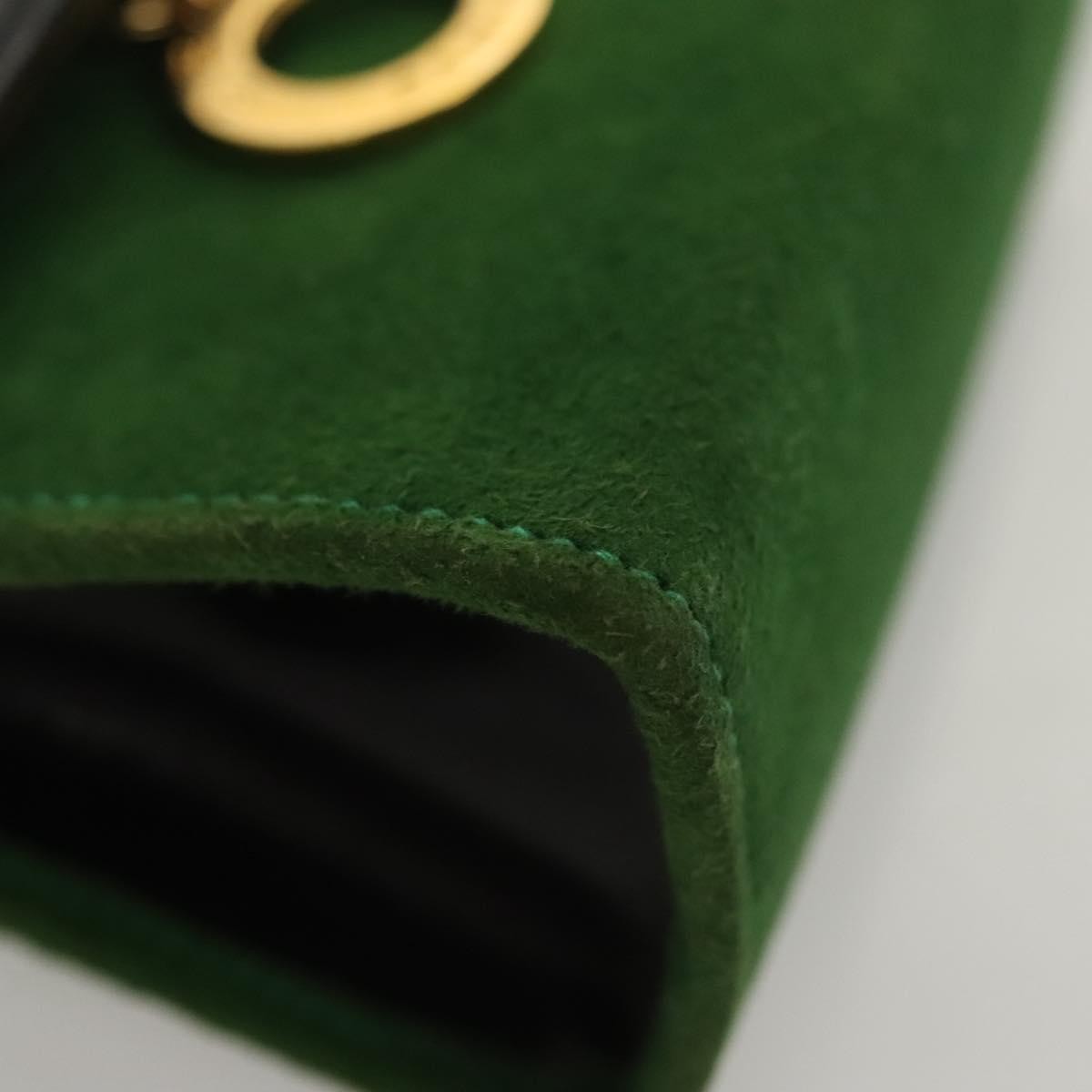 Celine Circle Logo Suede, Green, Suede, Clutch