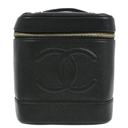 Chanel Vintage Timeless Cosmetic Case Caviar, Black, Leather, Handbag