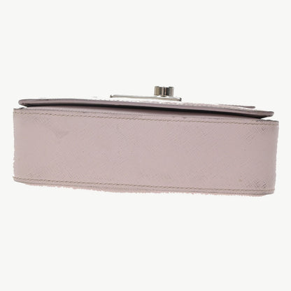 Prada Sound Flap Embroidered Saffiano, Pink, Leather, Shoulder Bag