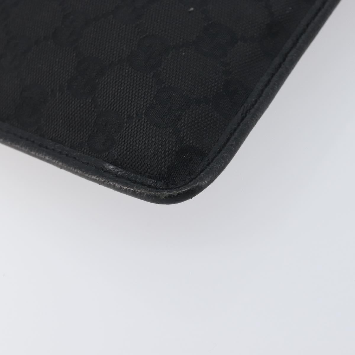 Gucci Vintage Flat Messenger GG Canvas and Leather, Black, Canvas, Handbag