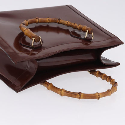 Gucci Diana NM Logo Bamboo Handle Tote Patent leather, Brown, Patent Leather, Tote Bag
