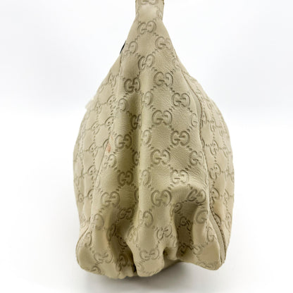 Gucci D Gold Hobo Guccissima Leather, Beige, Leather, Shoulder Bag
