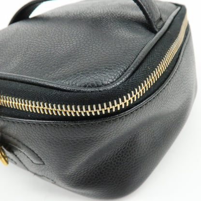 Chanel Vintage Timeless Cosmetic Case Caviar, Black, Leather, Clutch
