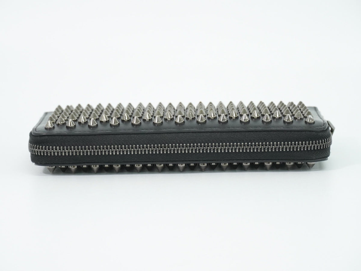 Christian Louboutin Panettone Spiked Leather, Black, Leather, Wallet