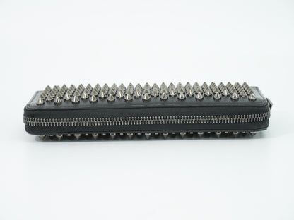 Christian Louboutin Panettone Spiked Leather, Black, Leather, Wallet