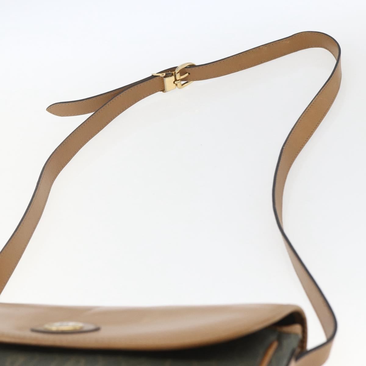 Christian Dior Vintage Honeycomb Flap Canvas and Leather, Khaki, Canvas, Shoulder Bag