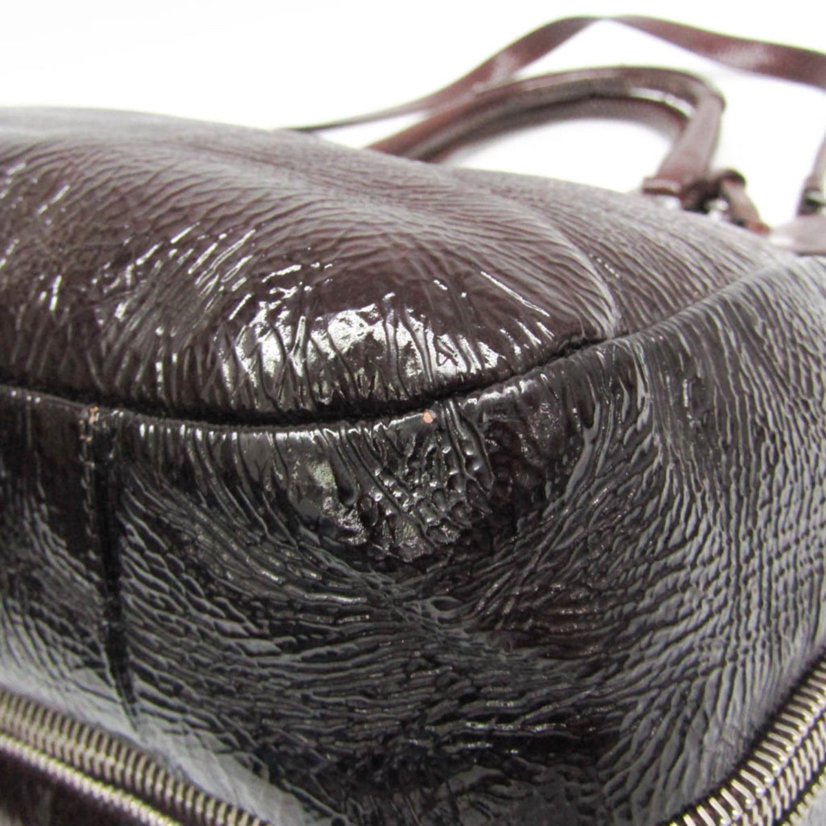 Prada Convertible Zippers Vernice Sfumata, Brown, Patent Leather, Tote Bag