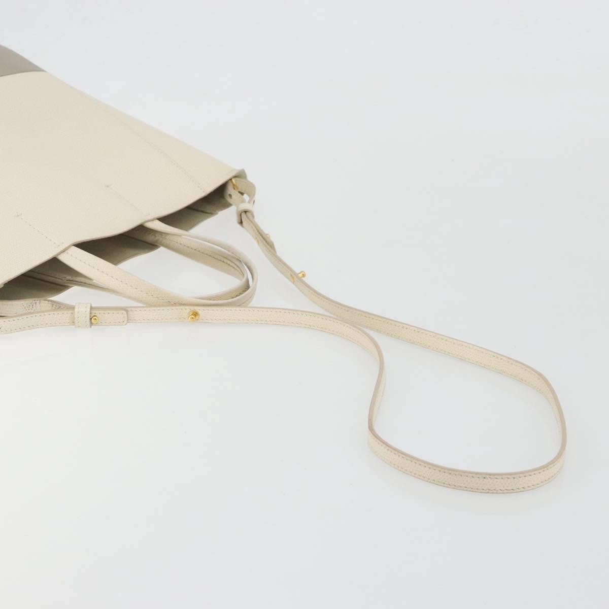 Celine Vertical Bi-Cabas Tote Leather, Beige, Leather, Tote Bag