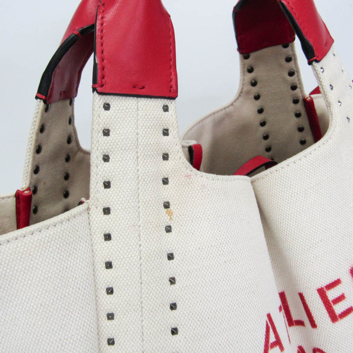 Valentino Garavani Atelier 01 Studded Canvas, Red, Canvas, Tote Bag