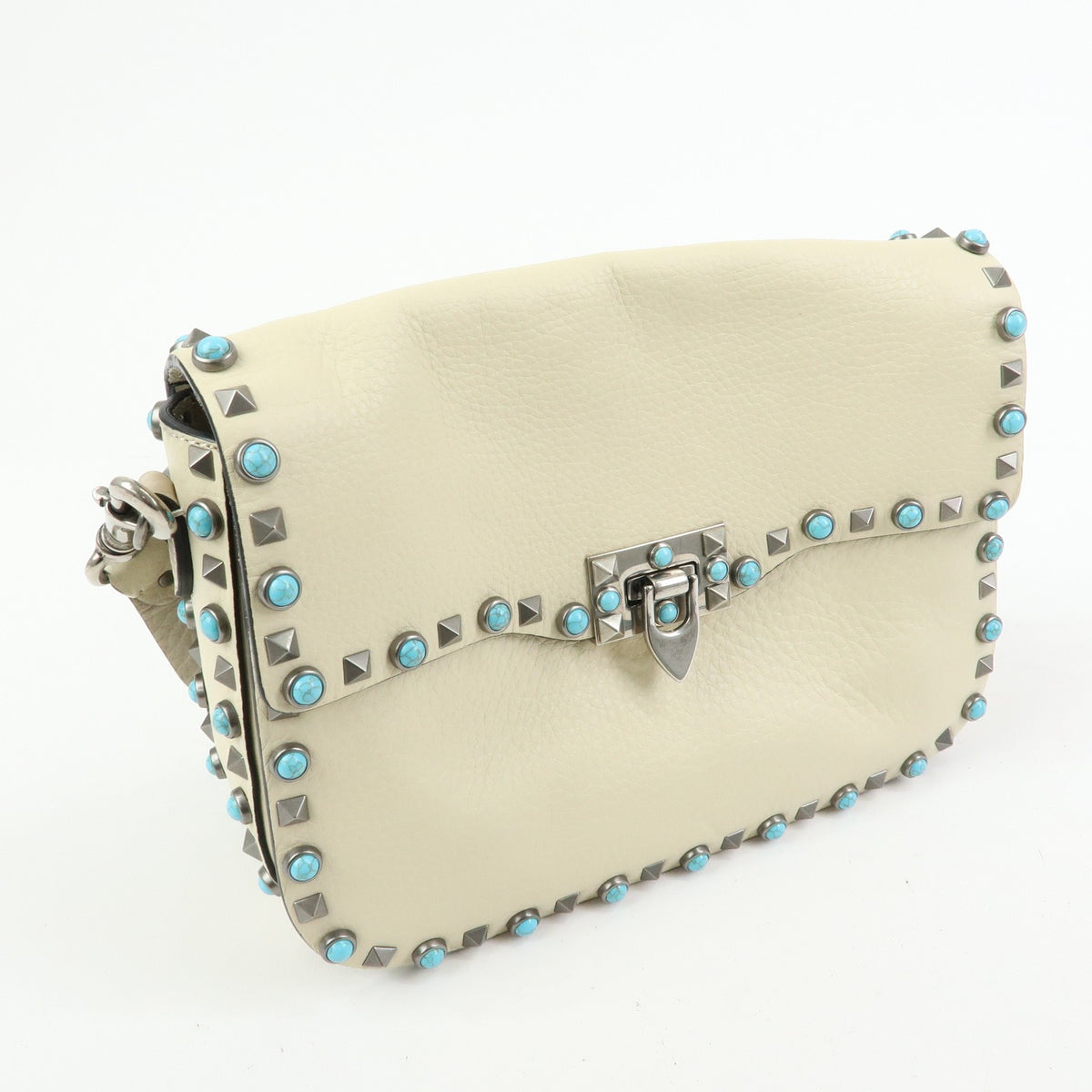Valentino Garavani Rolling Rockstud Leather with Cabochons, Multicolour, Leather, Crossbody Bag