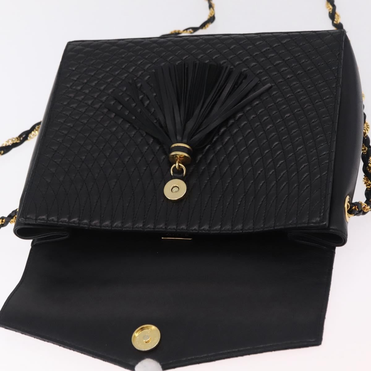 Bally Vintage Chain Quilted Leather, Black, Leather, Shoulder Bag