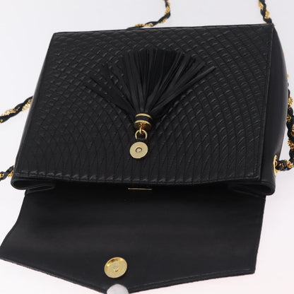 Bally Vintage Chain Quilted Leather, Black, Leather, Shoulder Bag
