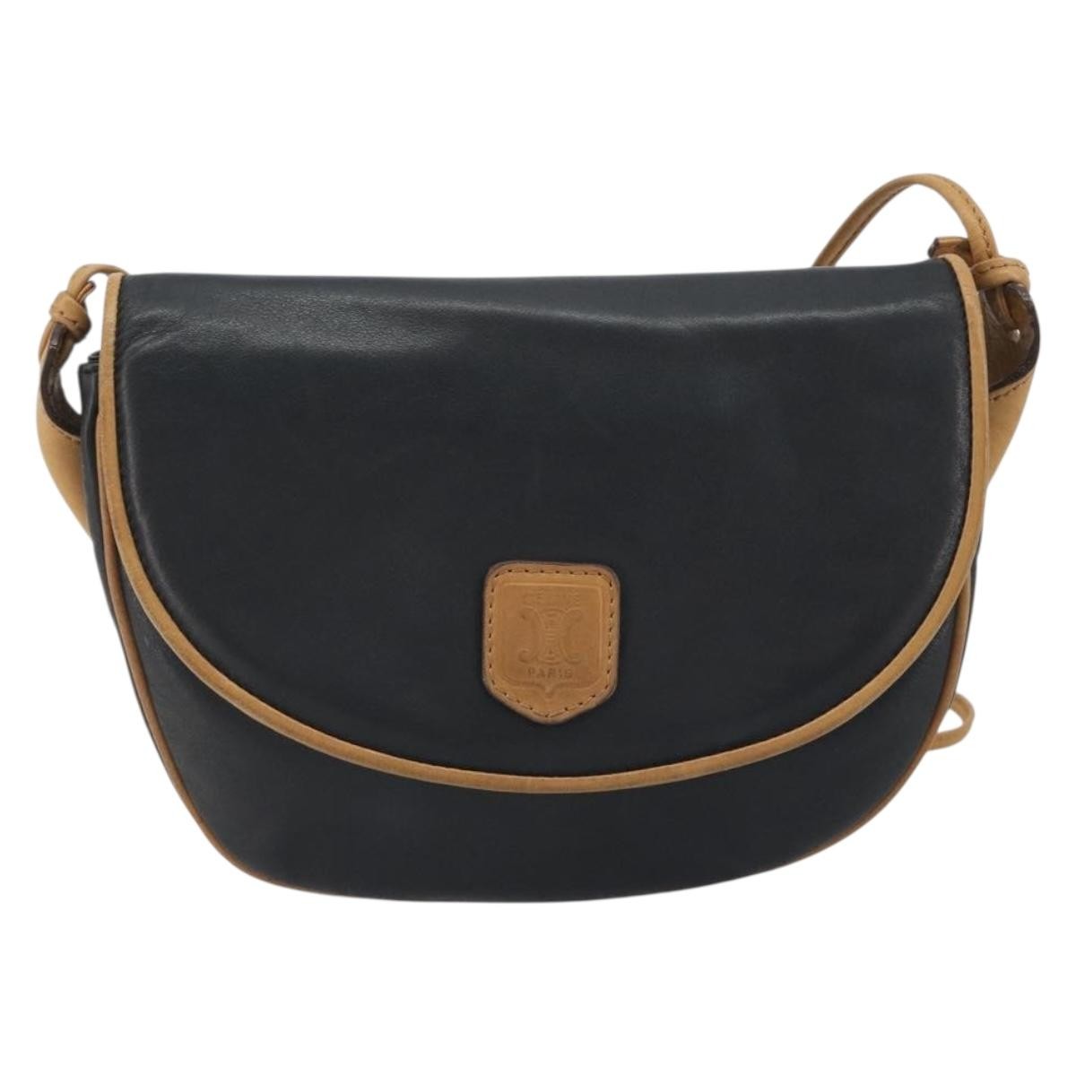 Celine Vintage Leather, Black, Leather, Shoulder Bag