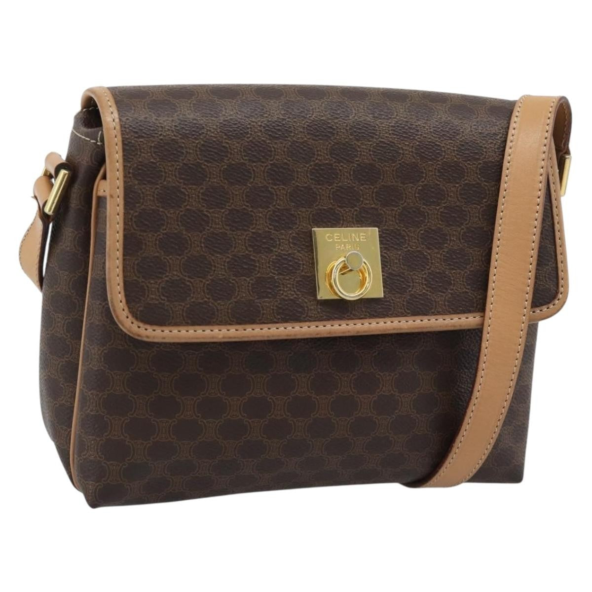Celine Macadam Canvas, Brown, Canvas, Shoulder Bag