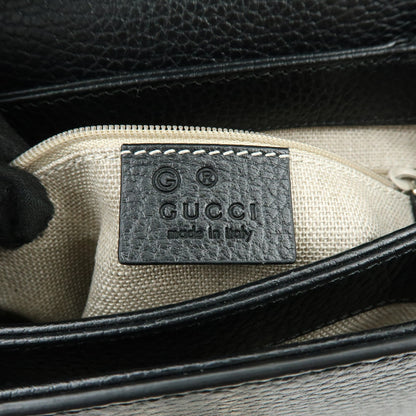Gucci Interlocking Leather, Black, Leather, Shoulder Bag