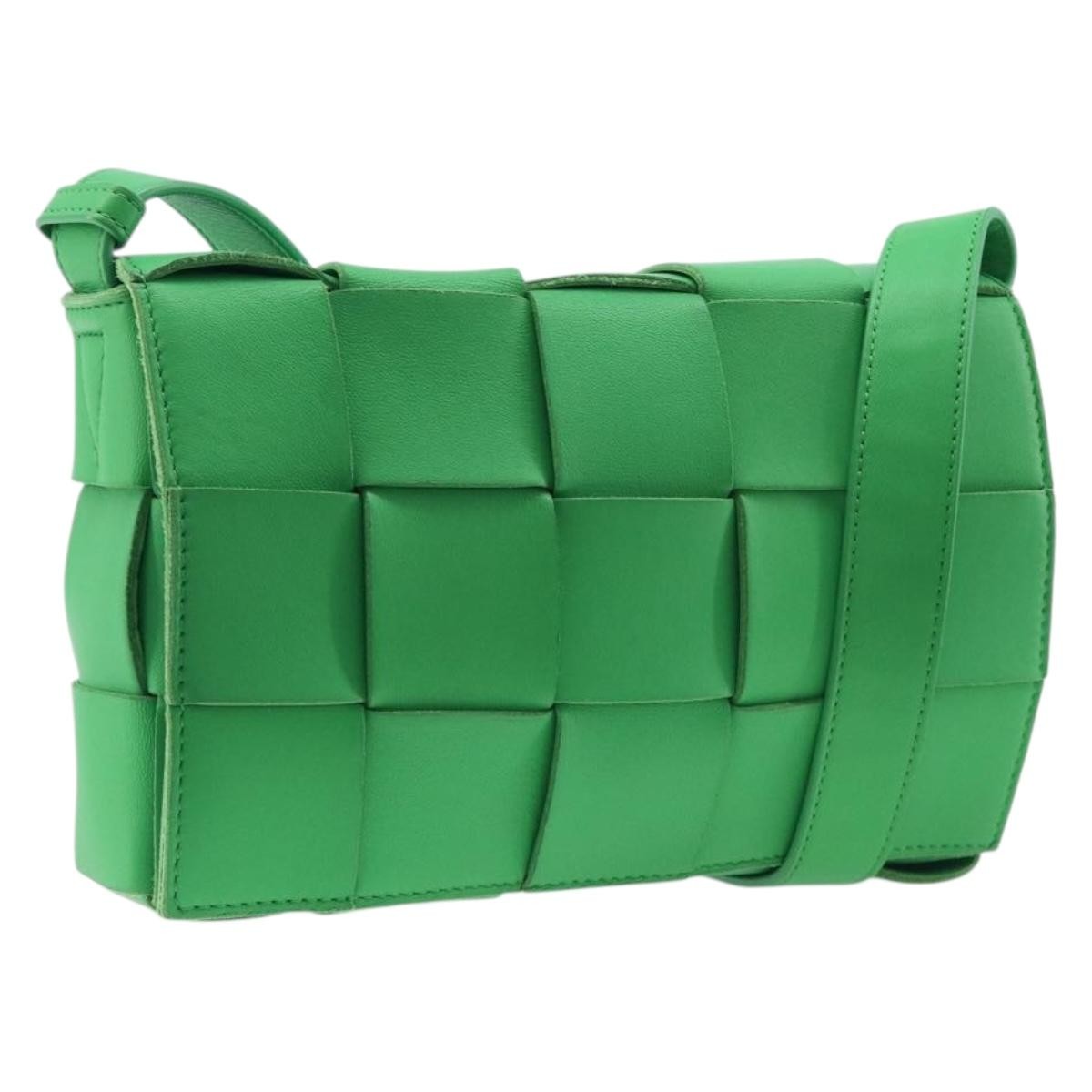 Bottega Veneta Cassette Maxi Intrecciato Leather, Green, Leather, Crossbody Bag