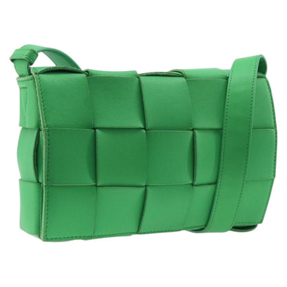 Bottega Veneta Cassette Maxi Intrecciato Leather, Green, Leather, Crossbody Bag