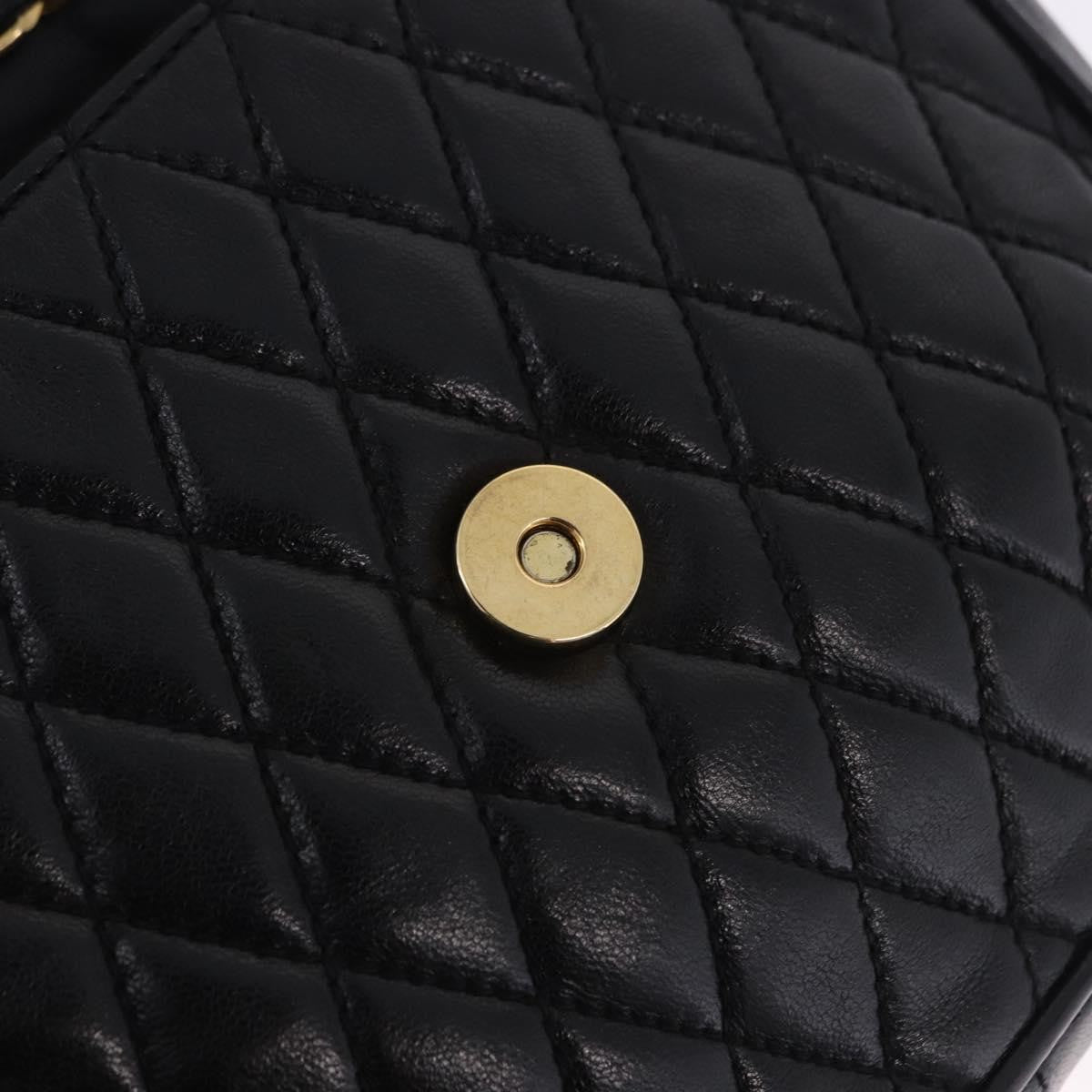 Bally Vintage Chain Quilted Leather, Black, Leather, Shoulder Bag