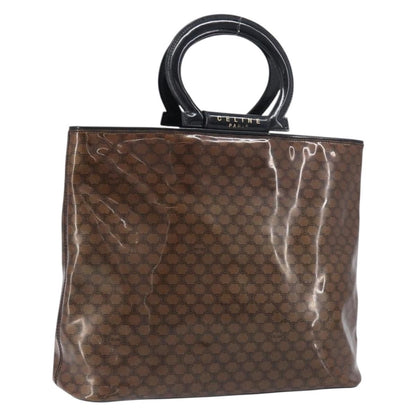 Celine Vintage Macadam Shopper Tote Venyl, Brown, Canvas, Tote Bag
