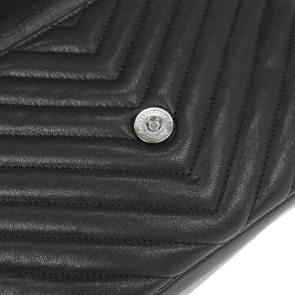 Saint Laurent Classic Monogram College Matelasse Chevron Leather, Black, Leather, Handbag