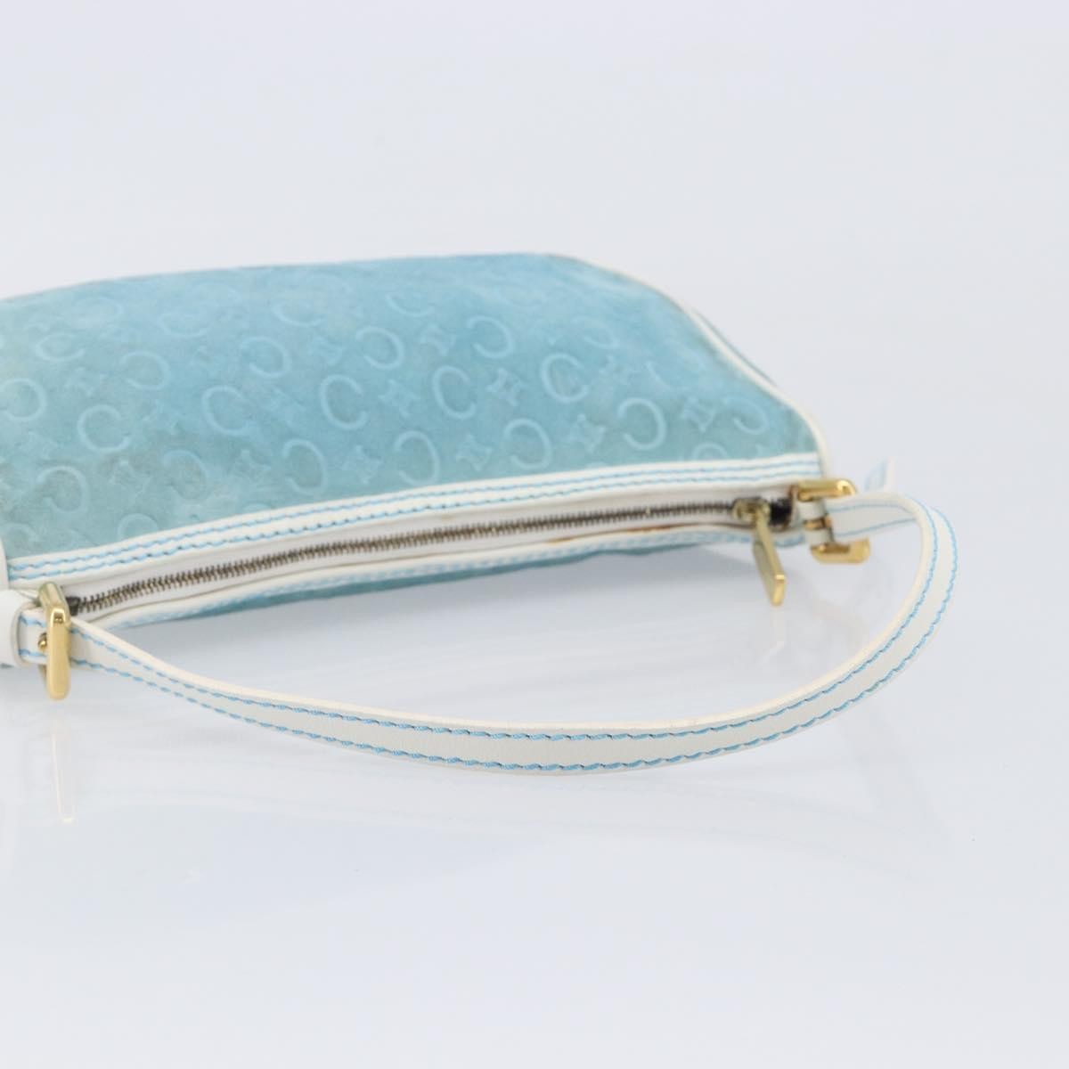 Celine C Macadam Suede, Turquoise, Suede, Handbag