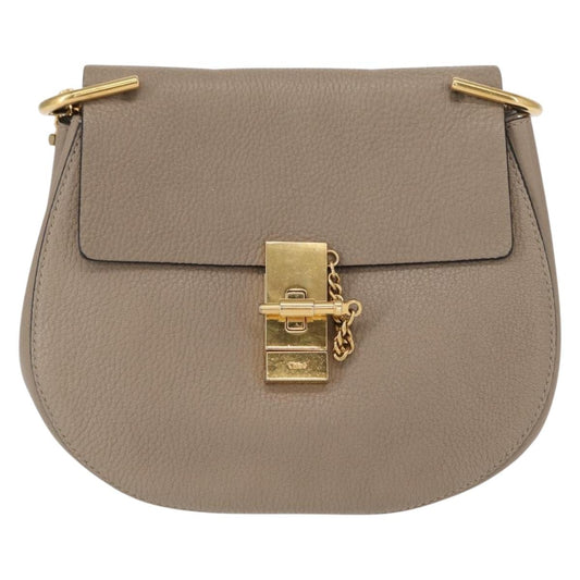 Chloe Drew Crossbody Bag Leather, BEIGE, LEATHER, Shoulder bag