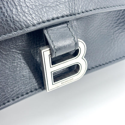 Balenciaga Downtown Soft Hourglass Leather, Black, Leather, Shoulder Bag