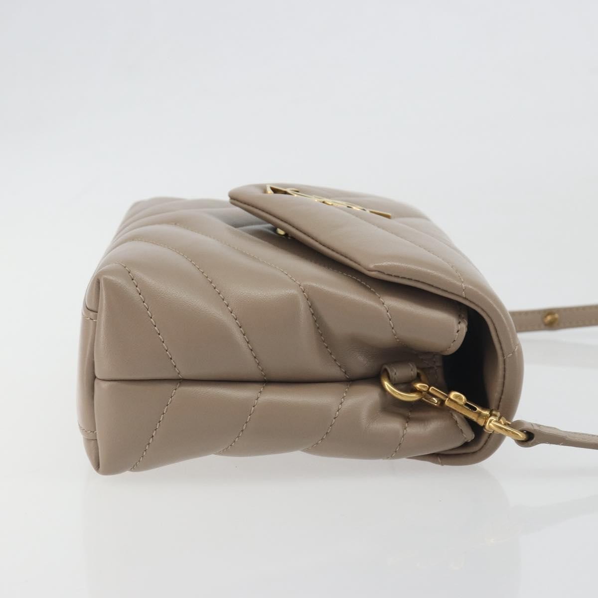 Saint Laurent Loulou Puffer Quilted Leather, Beige, Leather, Shoulder Bag