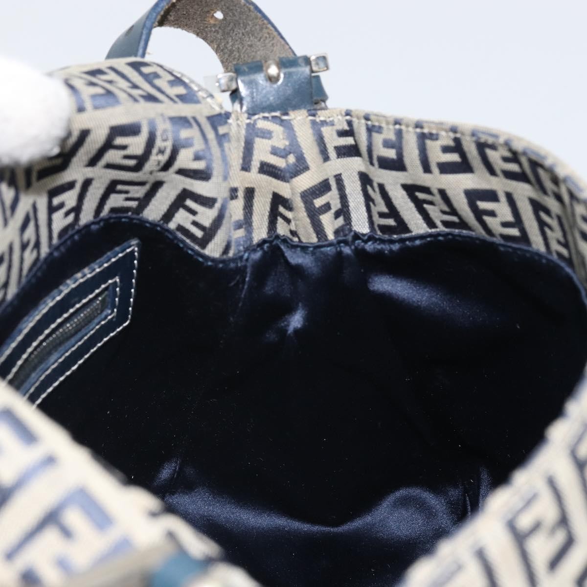 Fendi Mamma Baguette Zucchino canvas, Navy, Canvas, Shoulder Bag