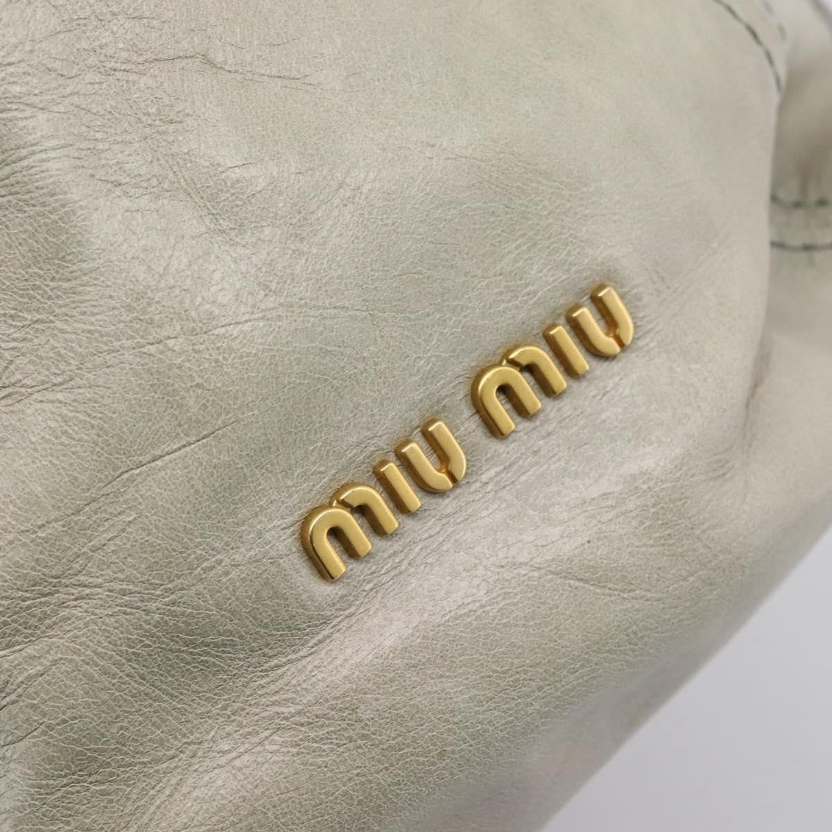 Miu Miu Bow Satchel Cervo Leather, Gray, Leather, Handbag