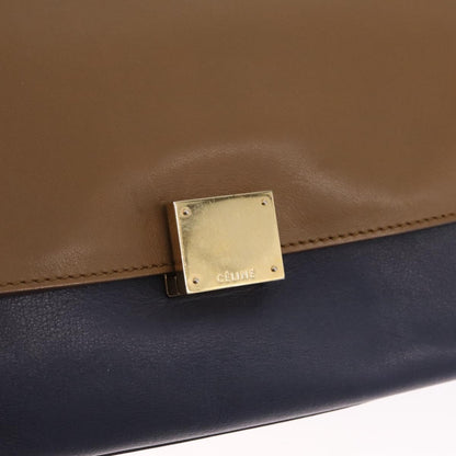 Celine Tricolor Trapeze Leather, Navy, Leather, Handbag