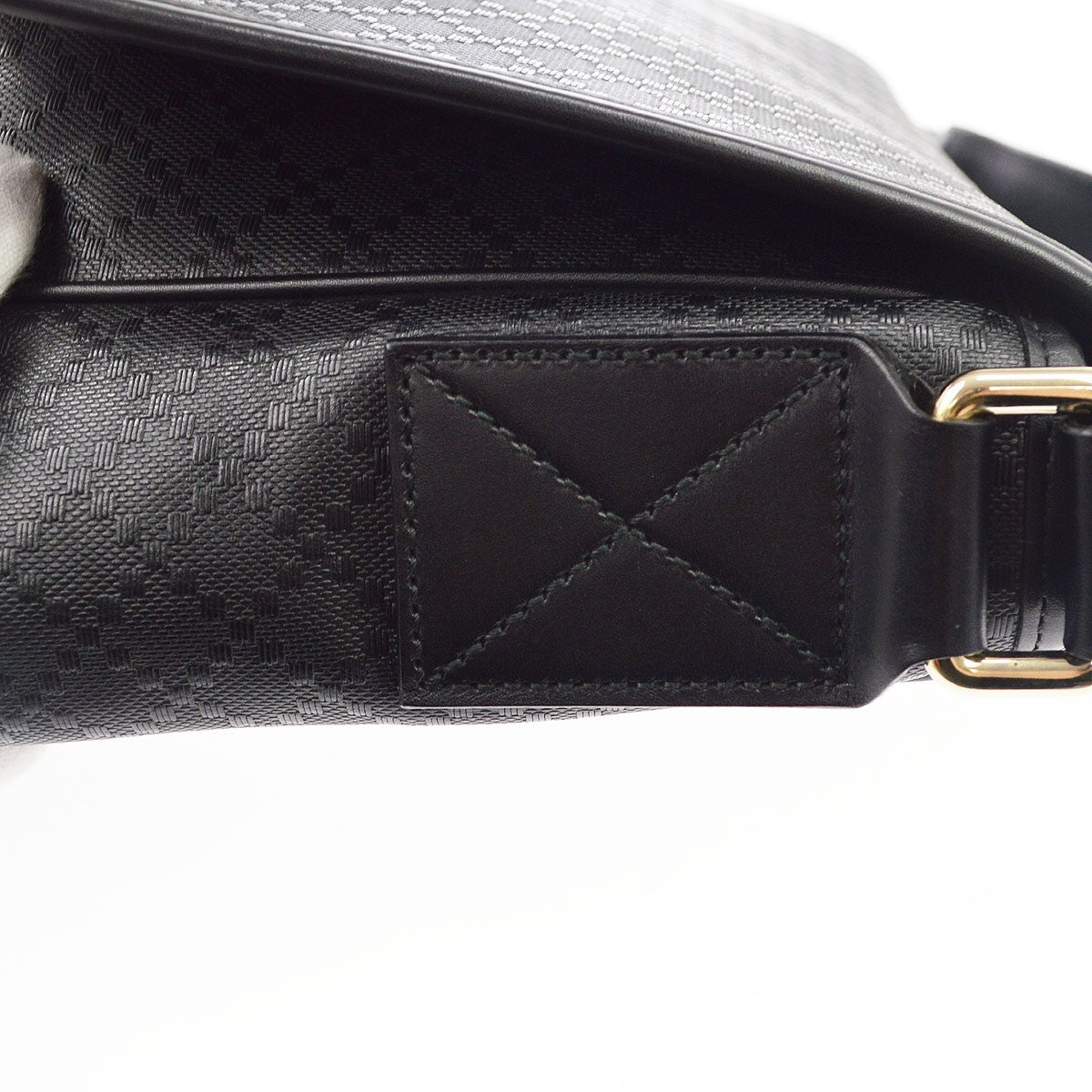Gucci Lux Flap Messenger Diamante Leather, Black, Leather, Shoulder Bag