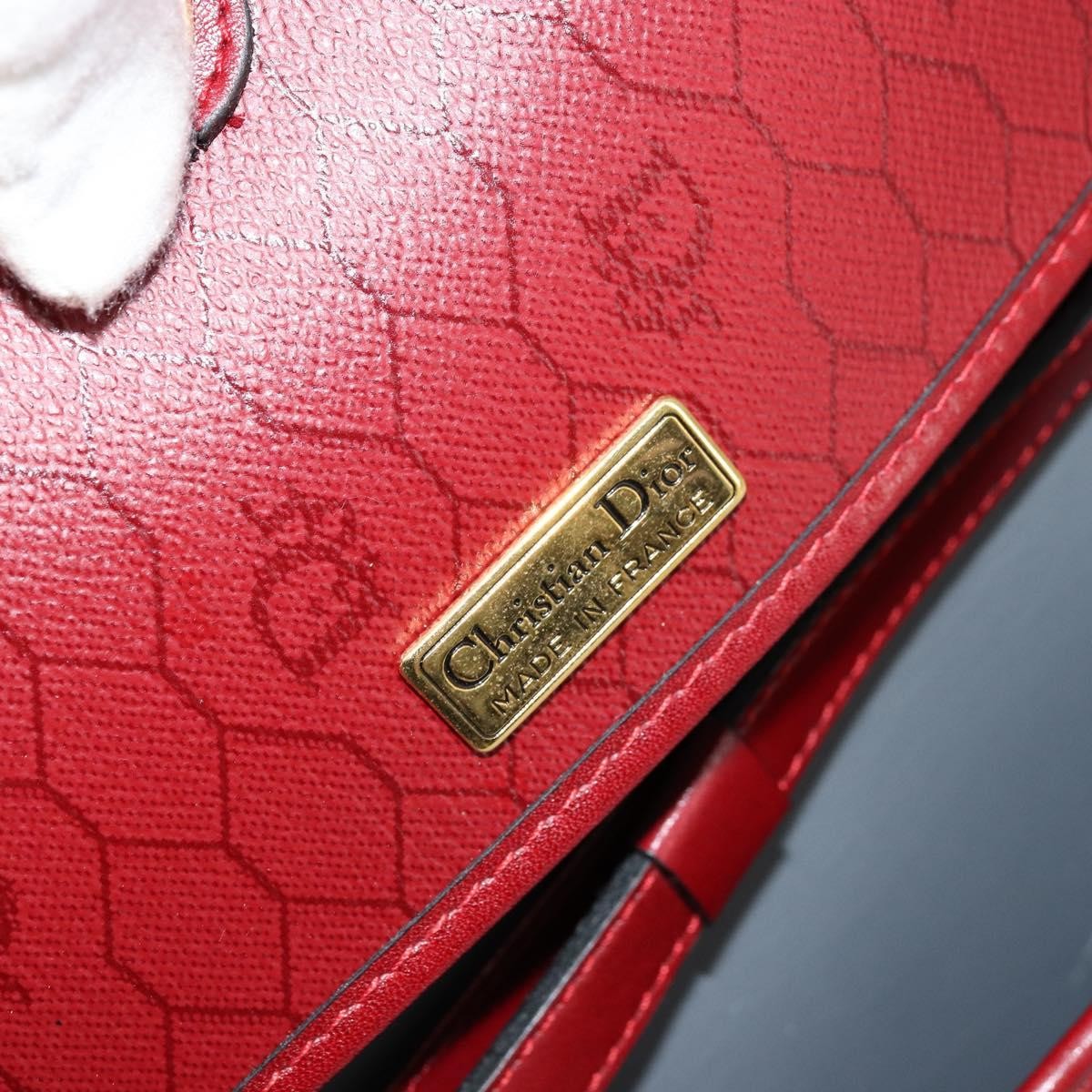 Christian Dior Vintage Honeycomb Canvas, Red, Canvas, Shoulder Bag