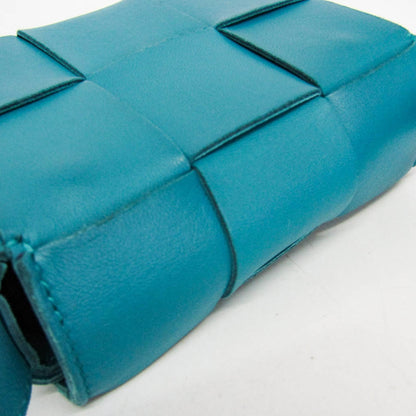 Bottega Veneta Cassette Maxi Intrecciato Leather, Blue, Leather, Clutch