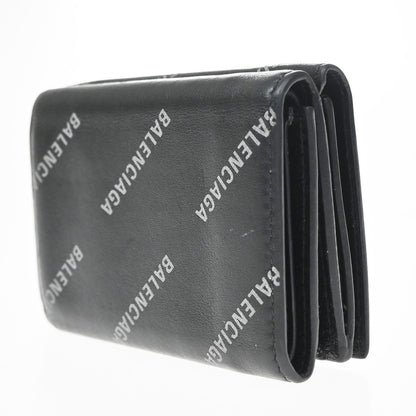 Balenciaga Logo Trifold Wallet Leather, Black, Leather, Clutch