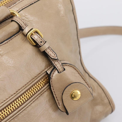 Miu Miu Convertible Bauletto Vitello Shine, Beige, Leather, Handbag