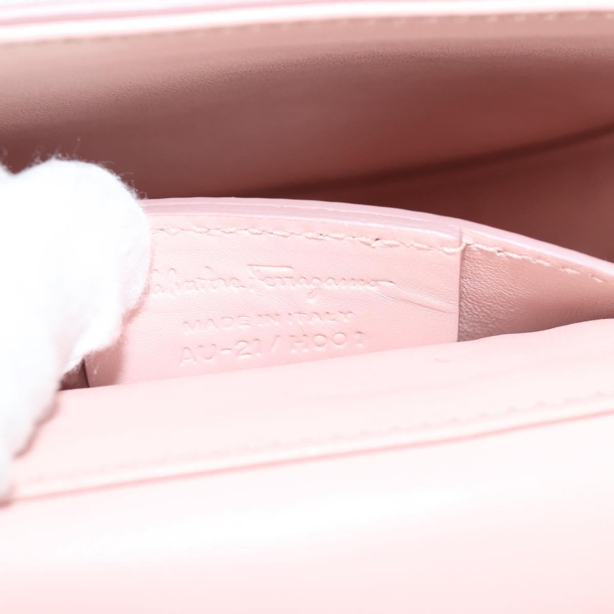 Salvatore Ferragamo Vela Flap Leather, Pink, Leather, Crossbody Bag