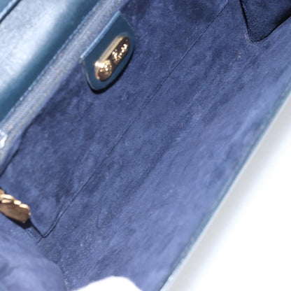 Gucci Vintage Interlocking G Flap Leather, Navy, Leather, Shoulder Bag