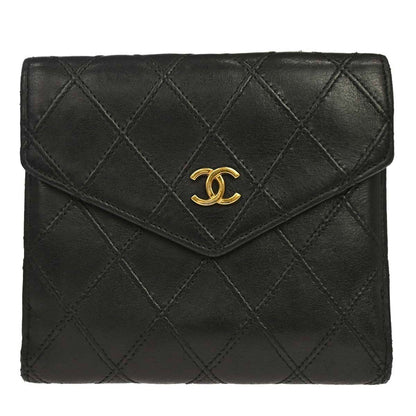 Chanel Envelope Gusset Chevron Lambskin, Black, Leather, Wallet