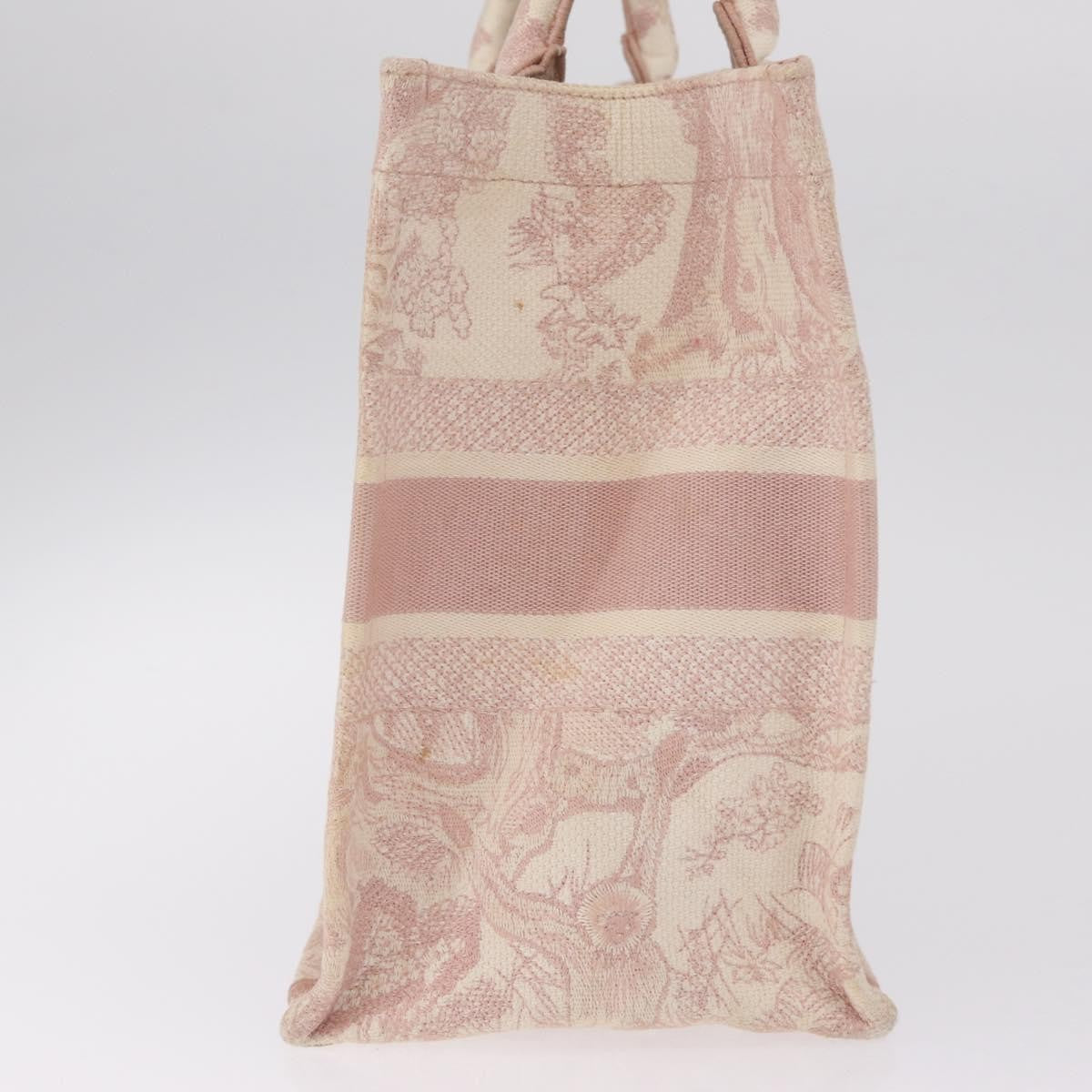 Christian Dior Book Embroidered Canvas, Pink, Canvas, Tote Bag