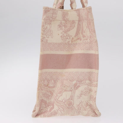 Christian Dior Book Embroidered Canvas, Pink, Canvas, Tote Bag