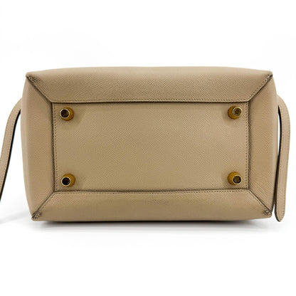 Celine Belt Calfskin, Beige, Leather, Handbag