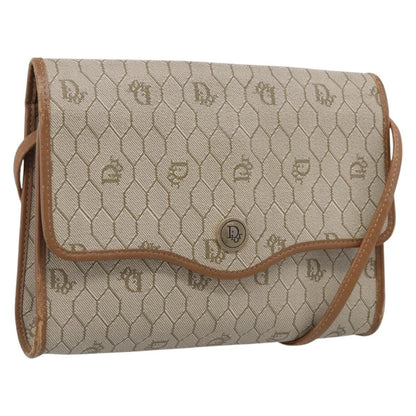 Christian Dior Vintage Honeycomb Canvas, Beige, Canvas, Shoulder Bag