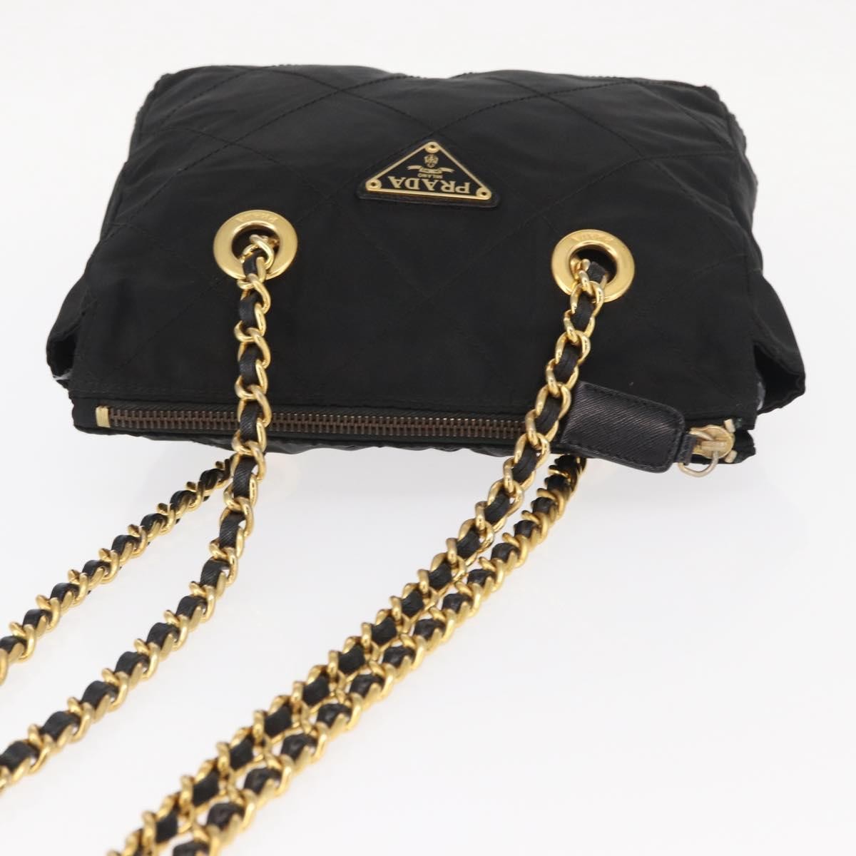 Prada Re-Edition 1995 Chain Tote Quilted Re-Nylon, Black, Nylon, Shoulder Bag