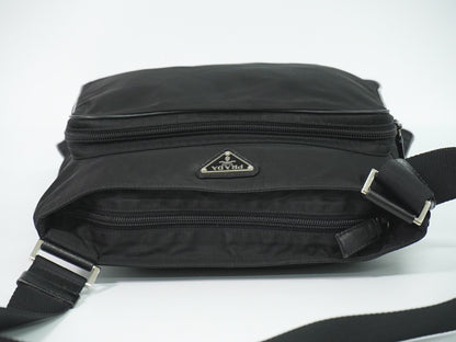 Prada Front Pocket Messenger Quilted Tessuto, Black, Nylon, Shoulder Bag