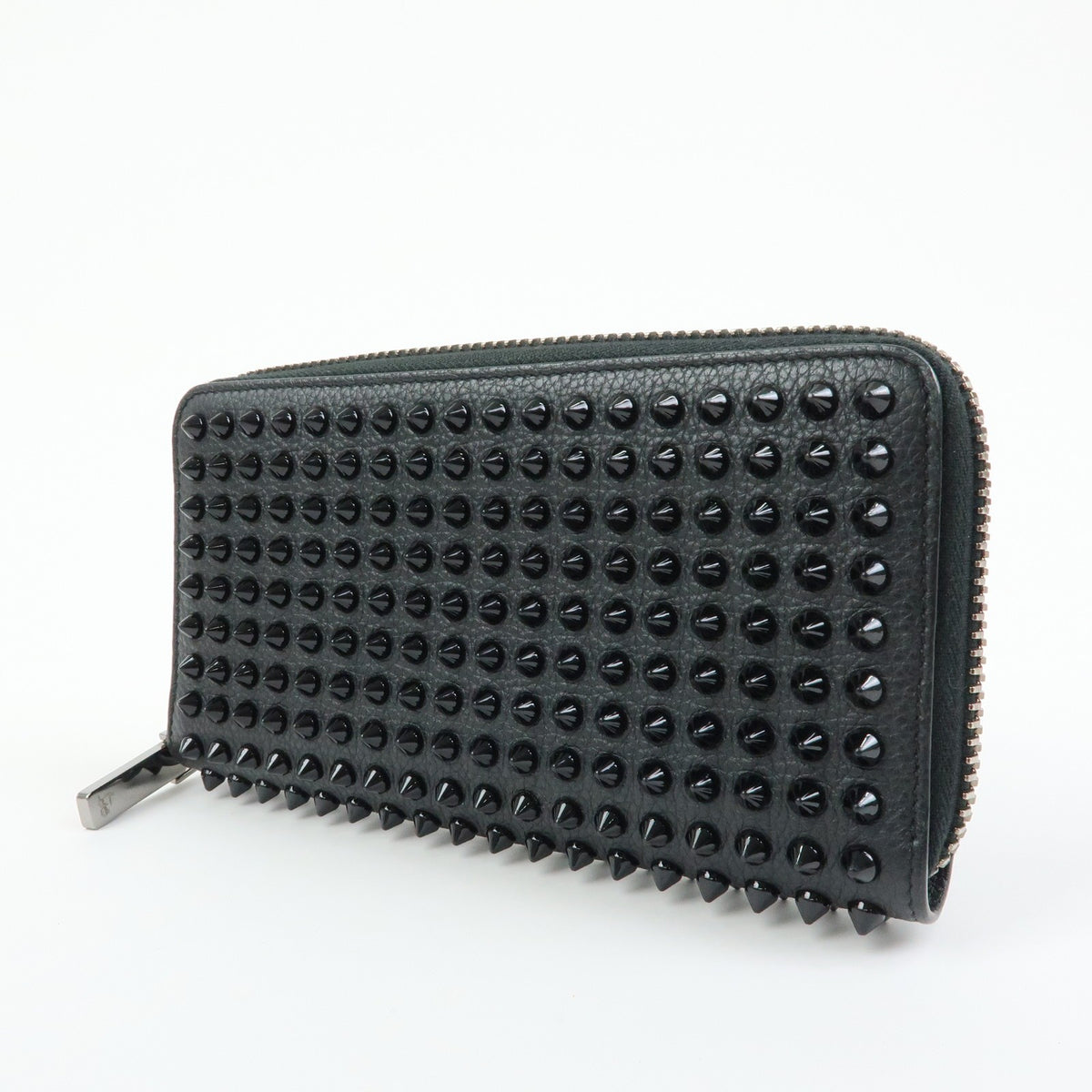 Christian Louboutin Panettone Spiked Leather, Black, Leather, Wallet