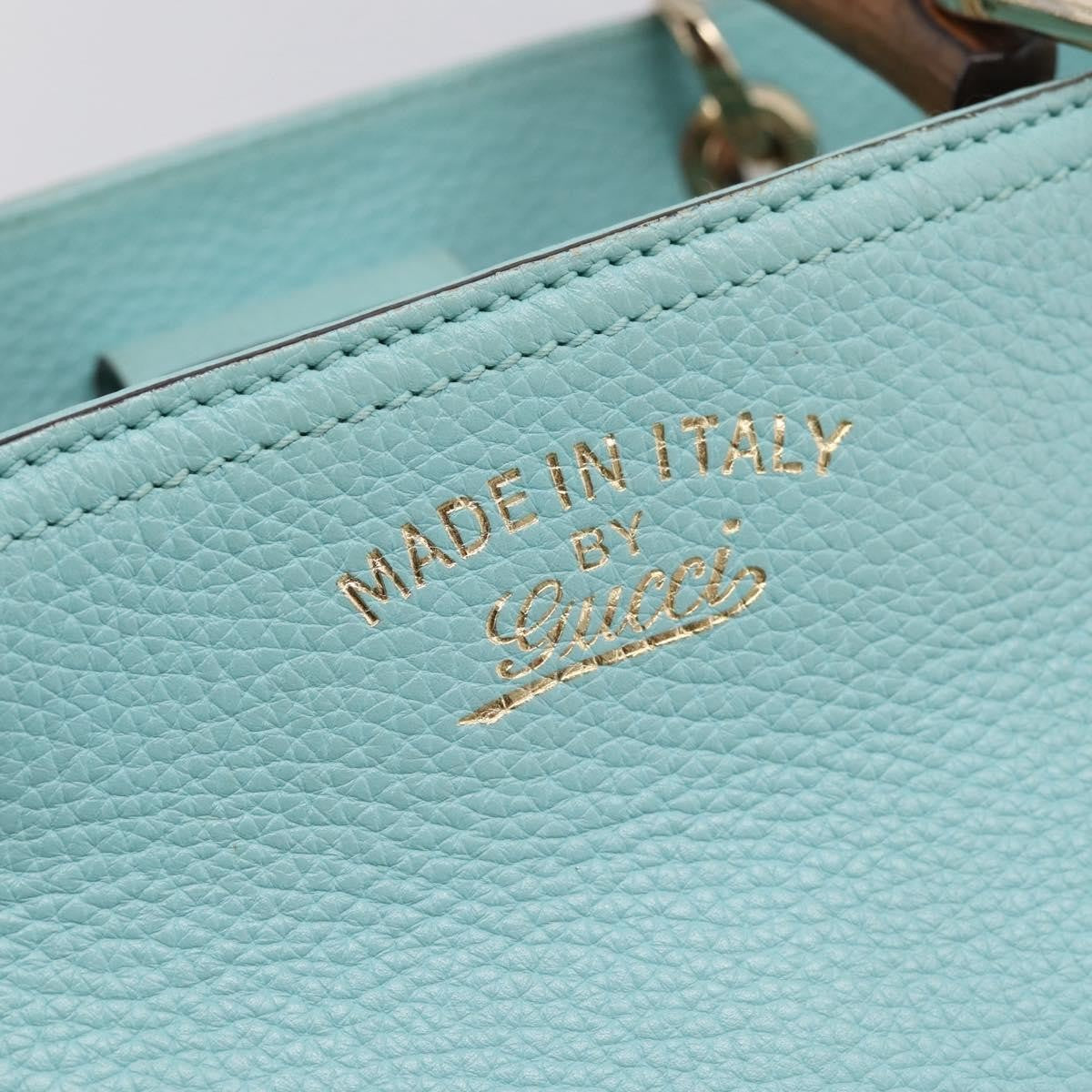 Gucci Bamboo Shopper Leather, Blue, Leather, Tote Bag