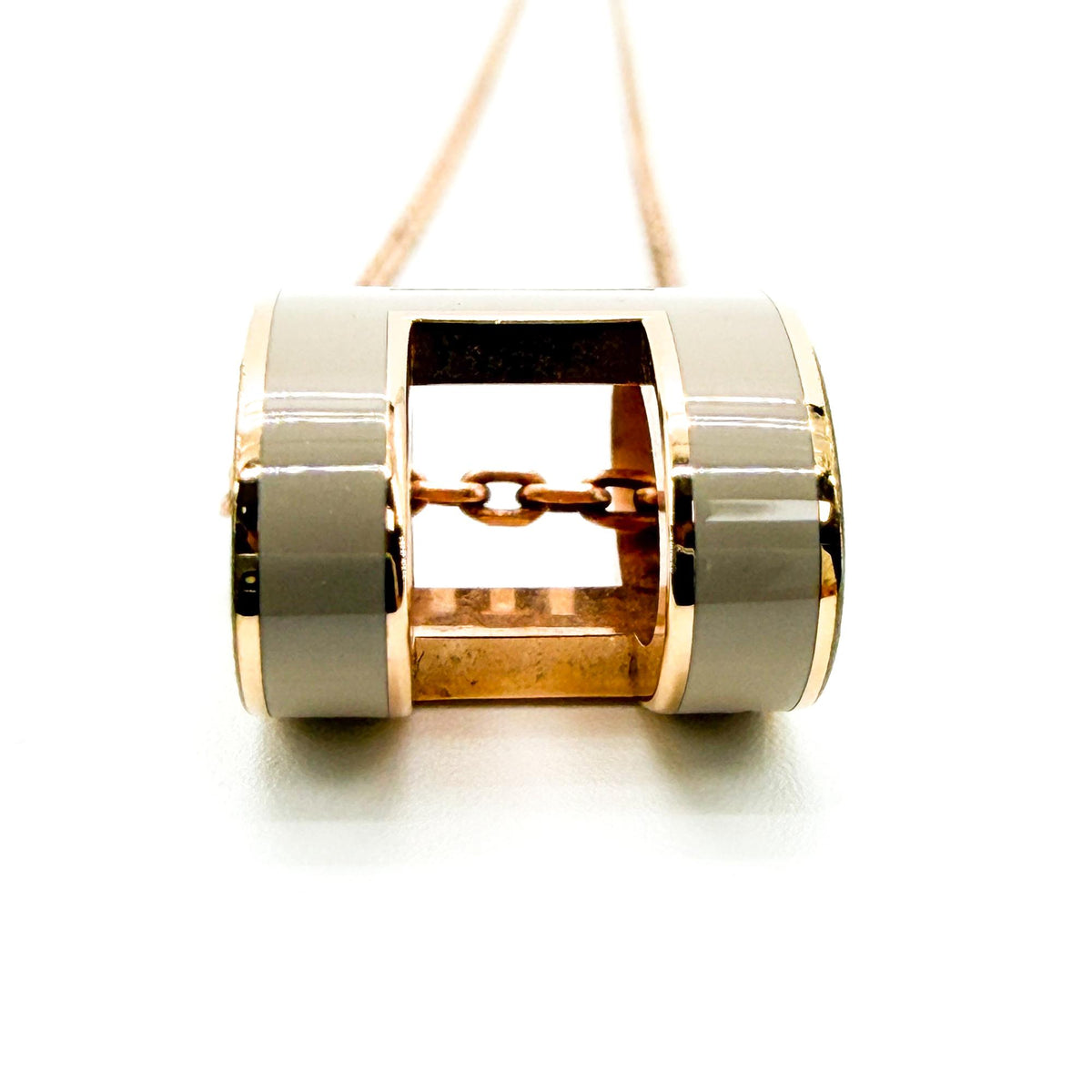 Hermes Pop H Pendant Chain Metal and Enamel, Beige, Other, Necklace