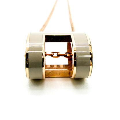 Hermes Pop H Pendant Chain Metal and Enamel, Beige, Other, Necklace